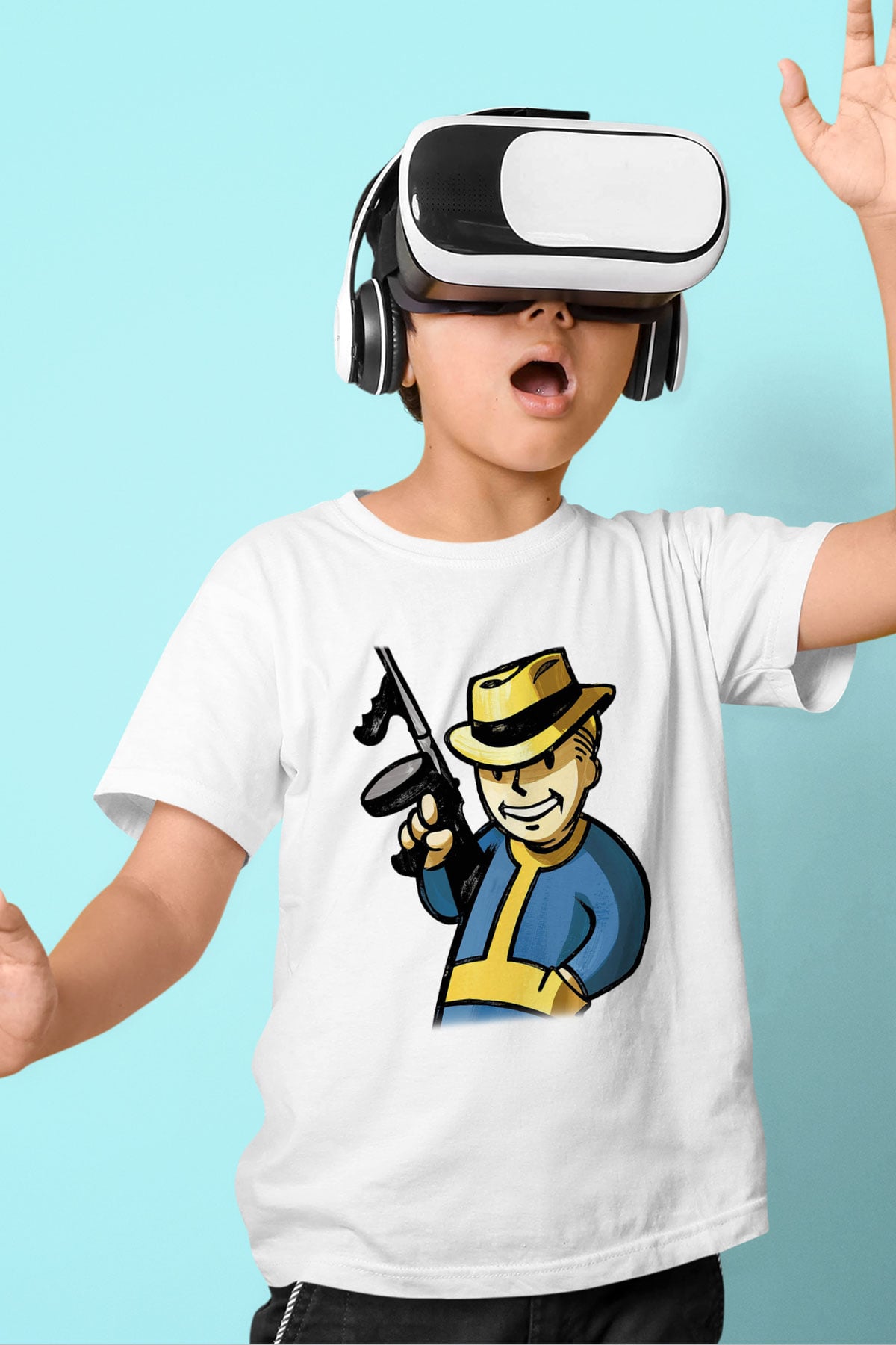 Fallout Baskılı Beyaz Unisex Çocuk Tişört
