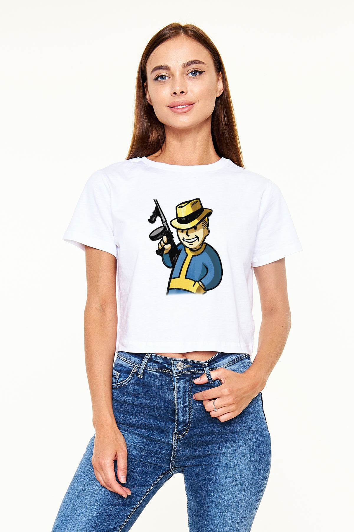 Fallout Beyaz Croptop Tişört