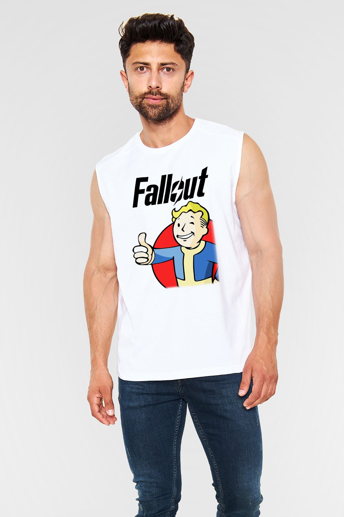 Fallout Beyaz Unisex Kolsuz Tişört