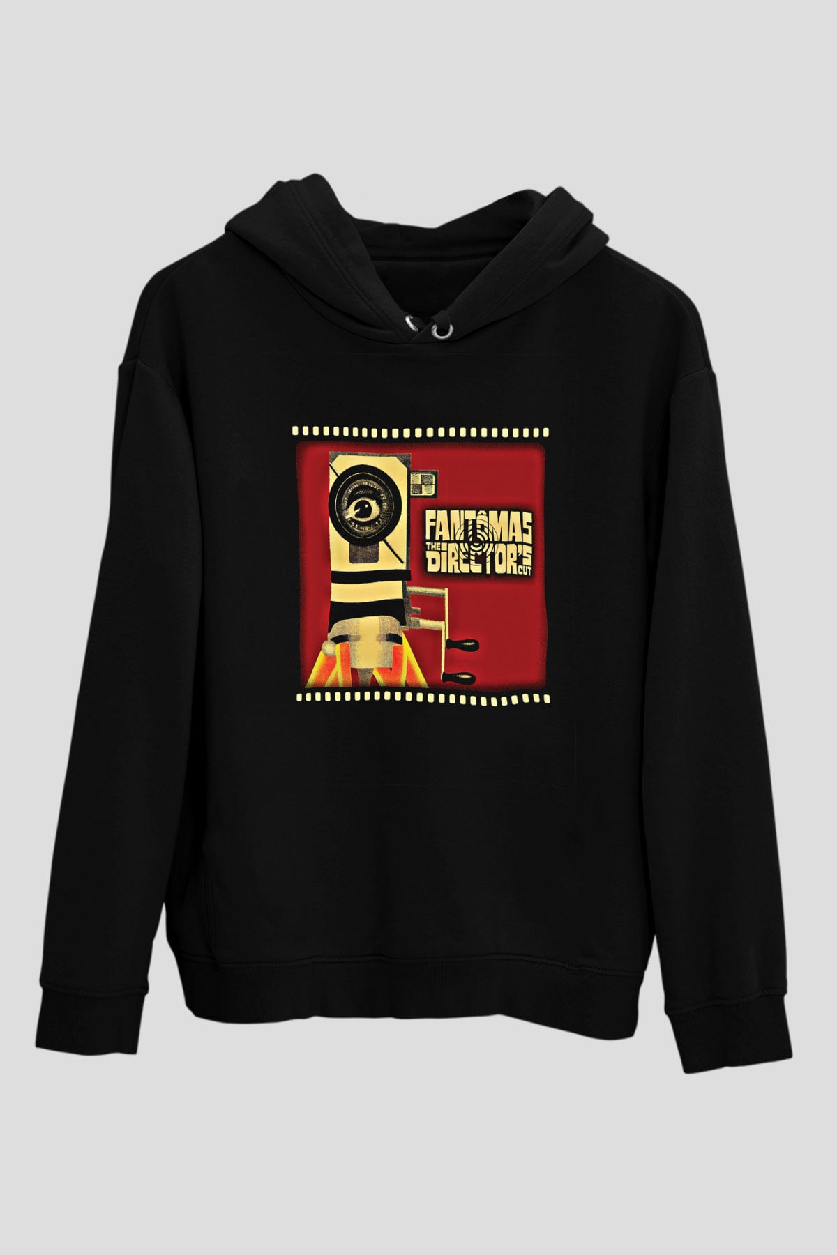 Fantomas Baskılı Unisex Siyah Hoodie