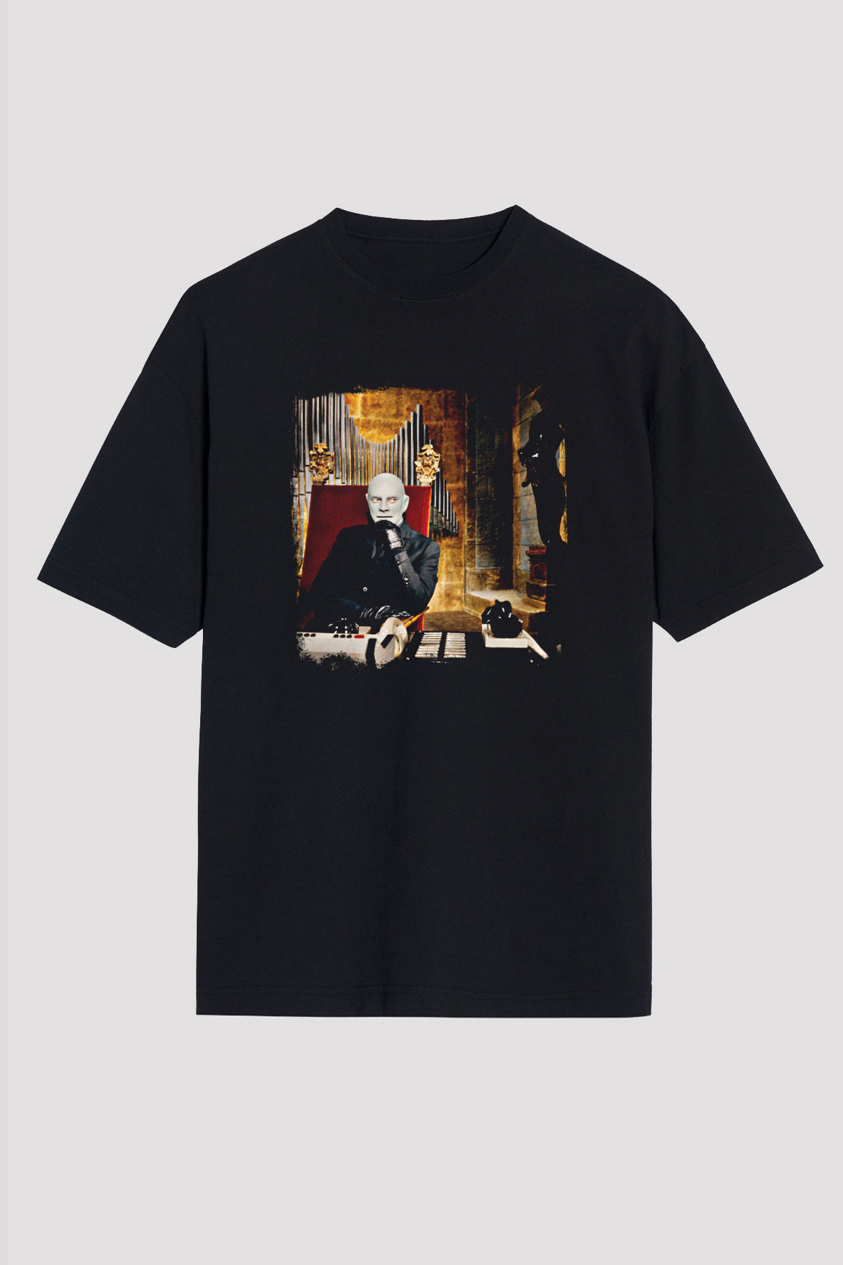 Fantomas Baskılı Unisex Siyah Oversize Tişört