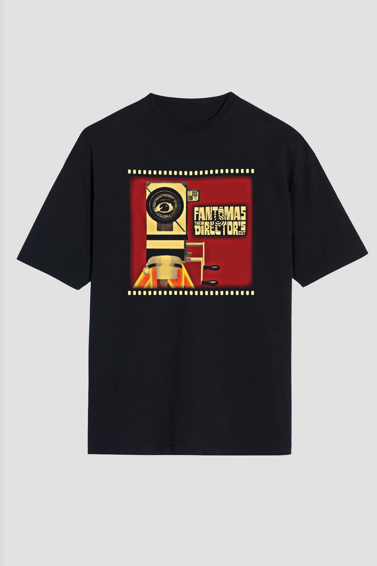 Fantomas Baskılı Unisex Siyah Oversize Tişört