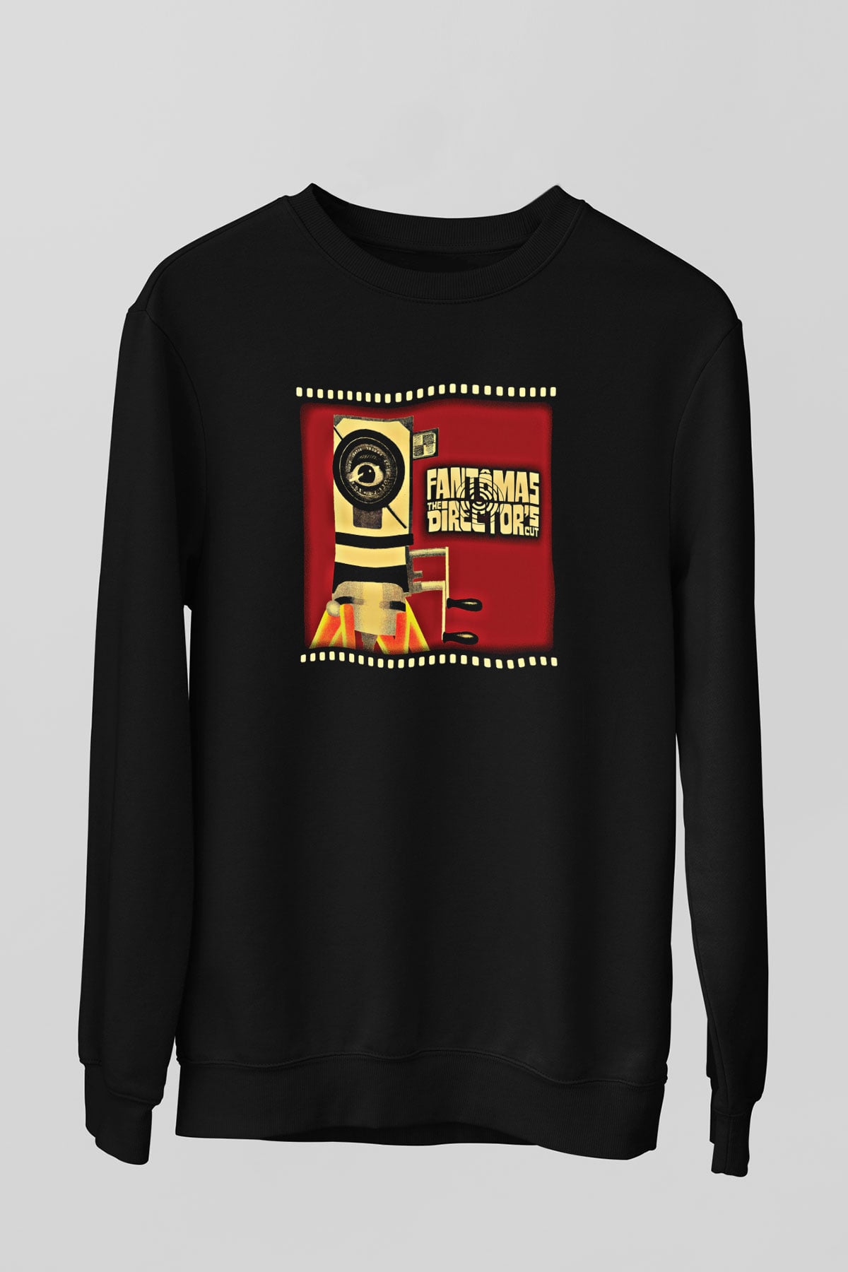 Fantomas Baskılı Unisex Siyah Sweatshirt