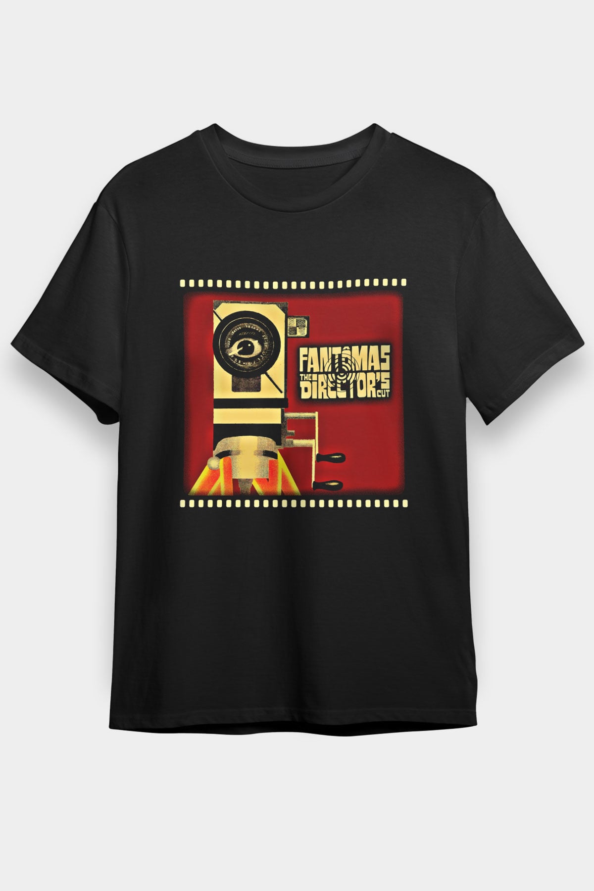 Fantomas Baskılı Unisex Siyah Tişört