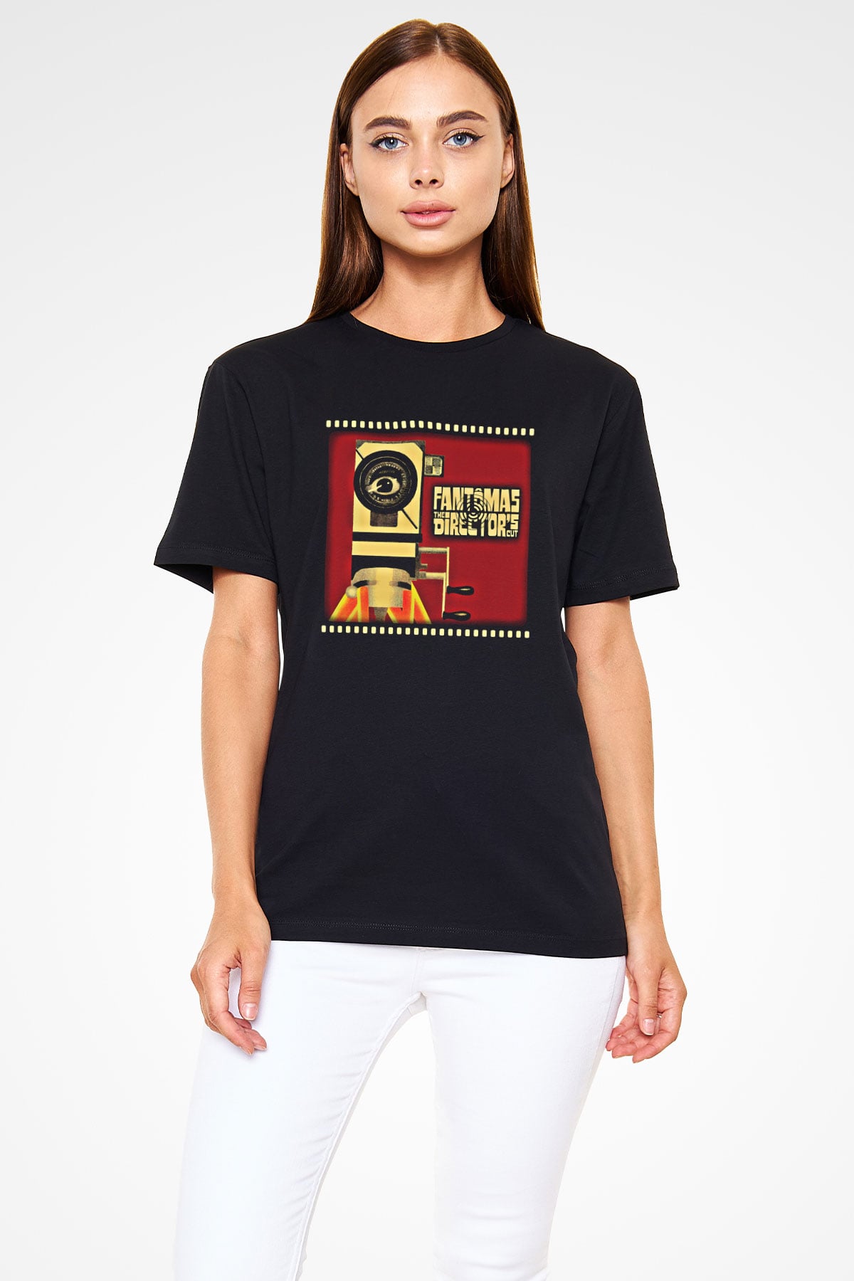 Fantomas Baskılı Unisex Siyah Tişört