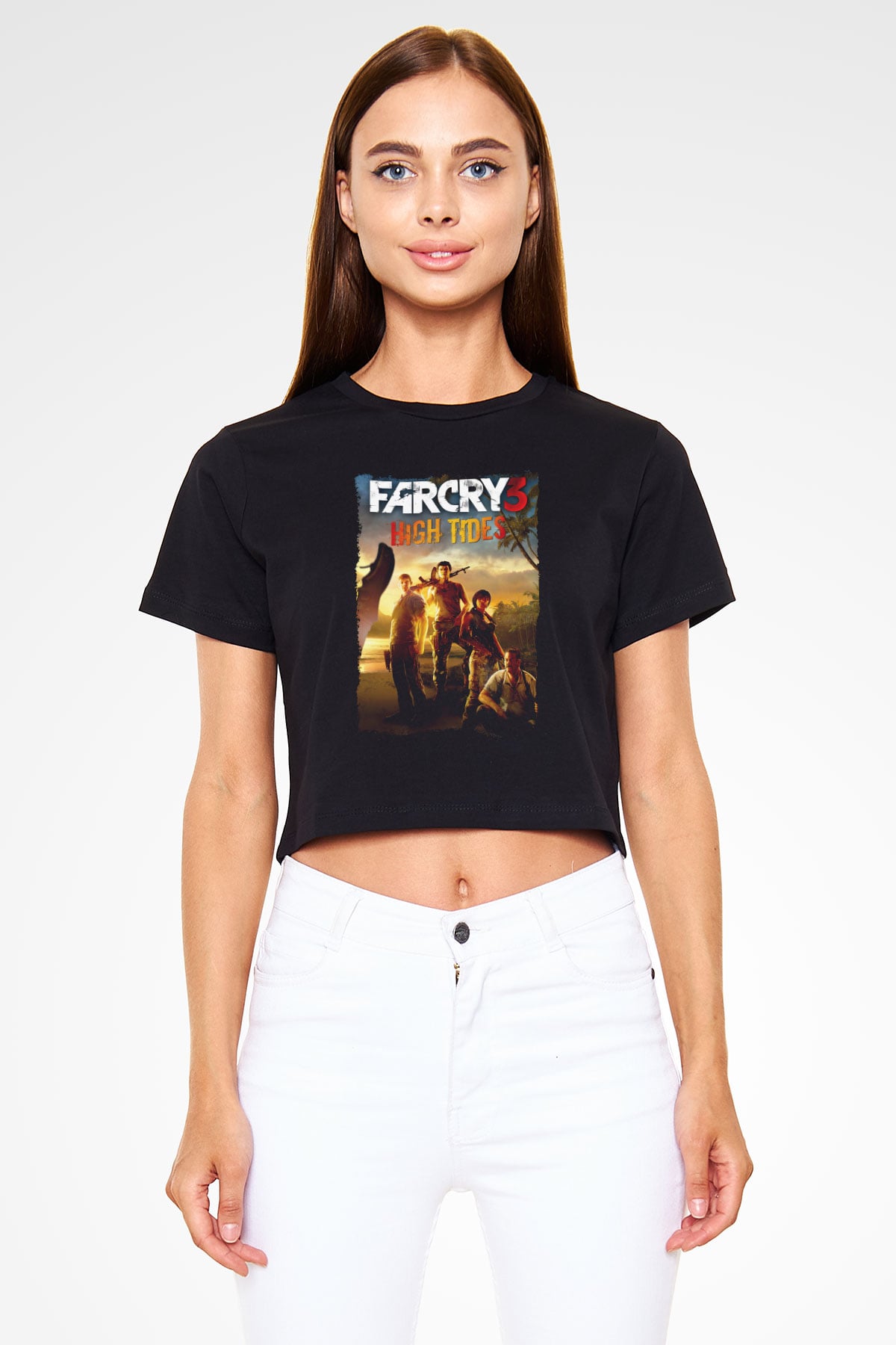 Far Cry Siyah  Crop Top Tişört