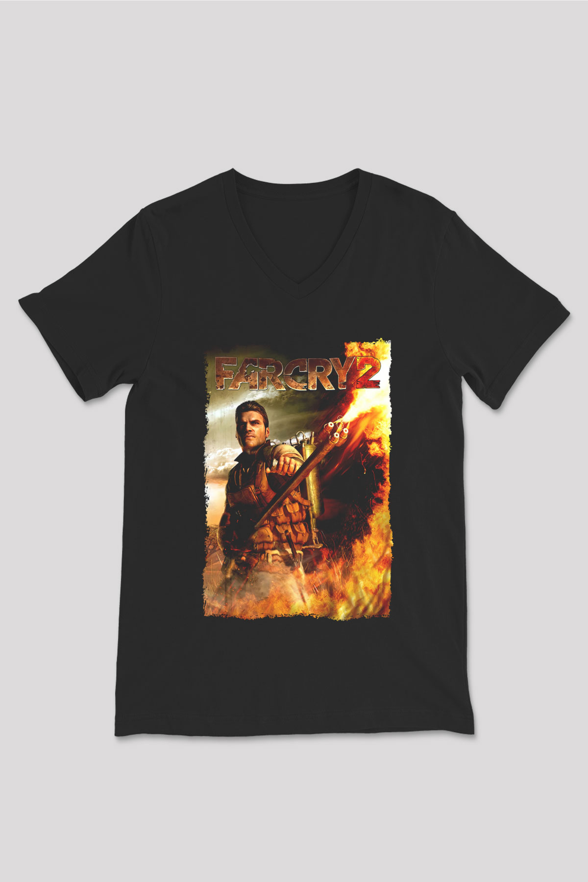 Far Cry Siyah Unisex V Yaka Tişört