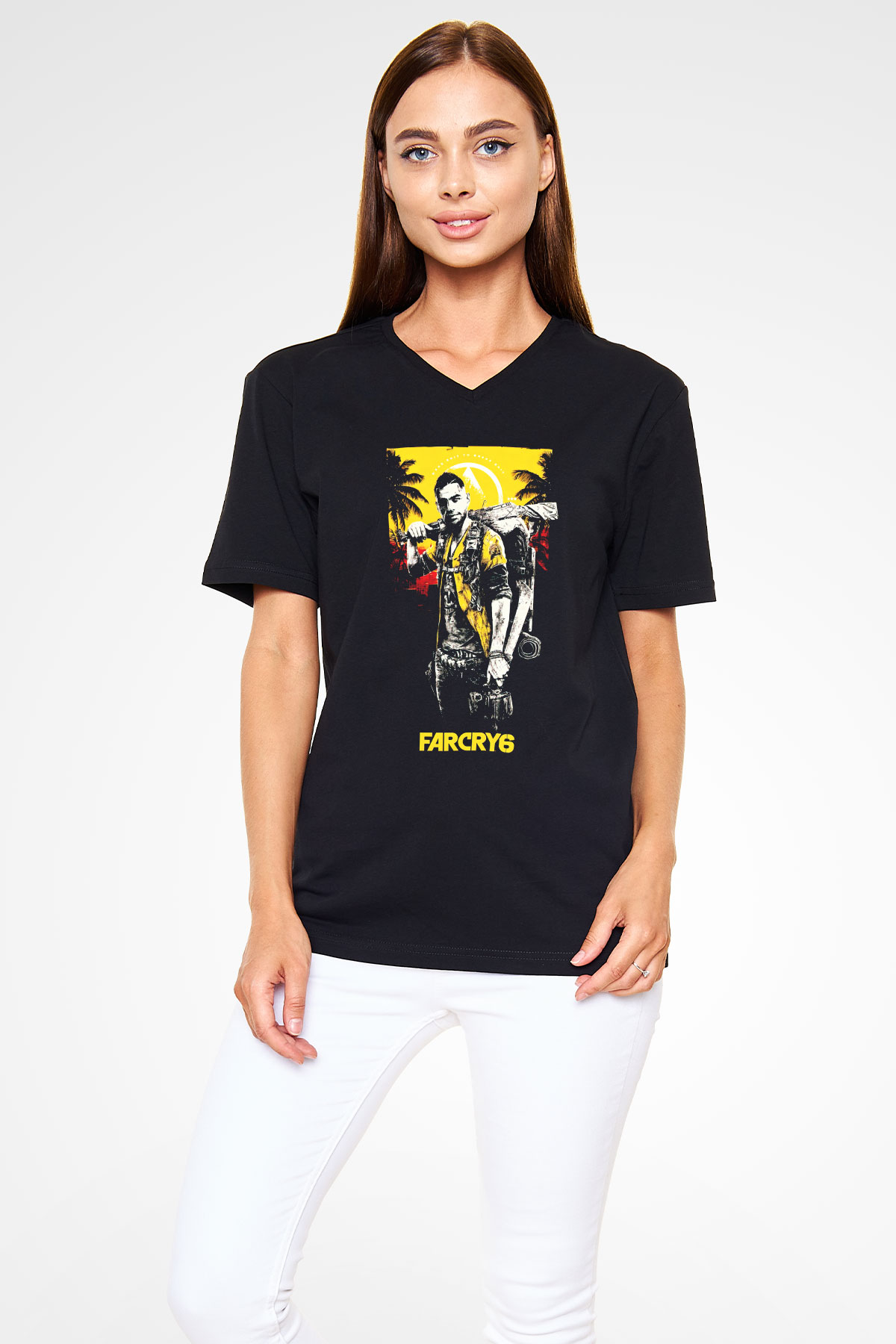 Far Cry Siyah Unisex V Yaka Tişört