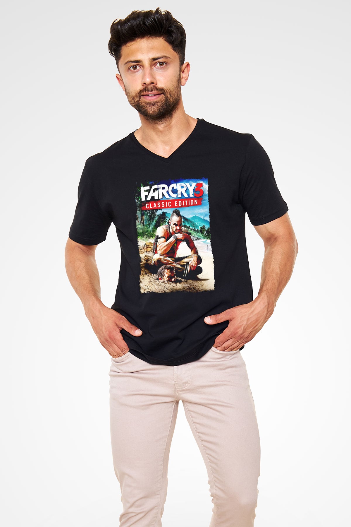 Far Cry Siyah Unisex V Yaka Tişört
