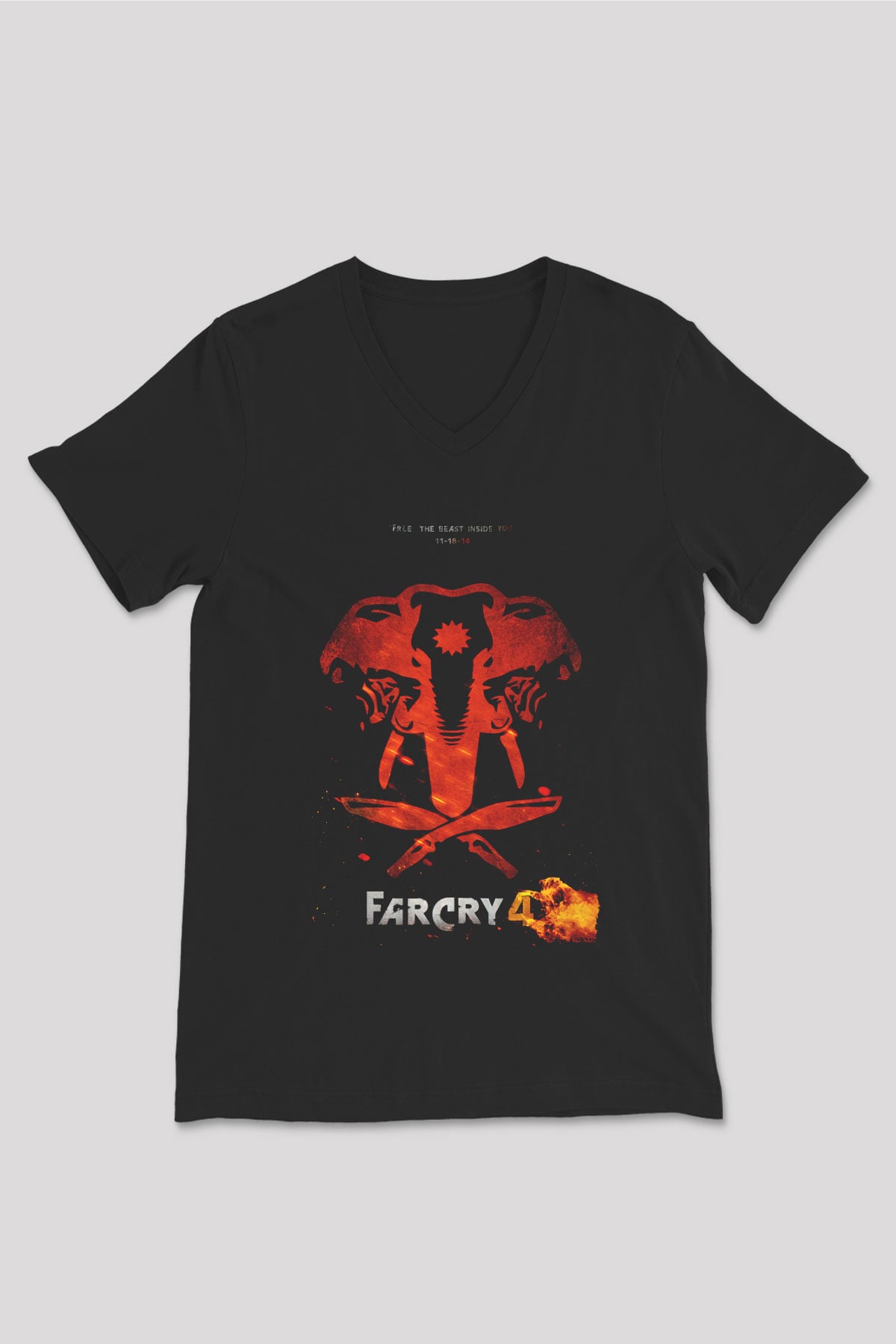 Far Cry Siyah Unisex V Yaka Tişört