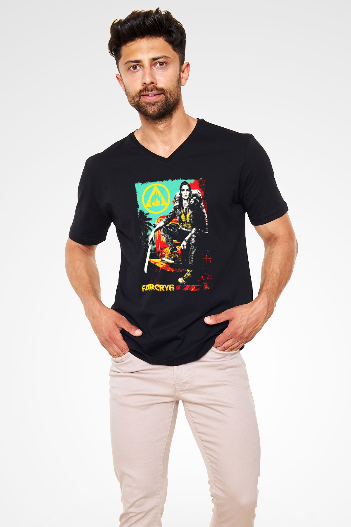 Far Cry Siyah Unisex V Yaka Tişört