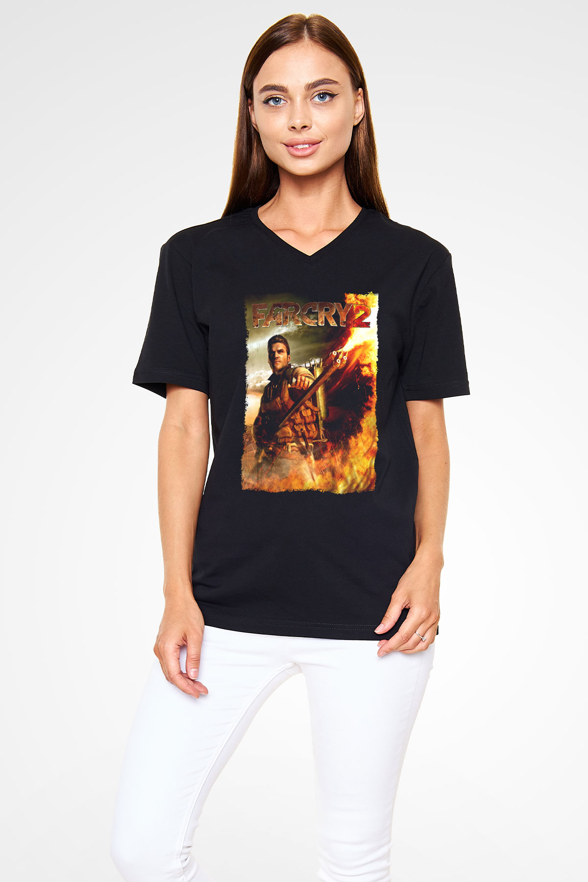 Far Cry Siyah Unisex V Yaka Tişört