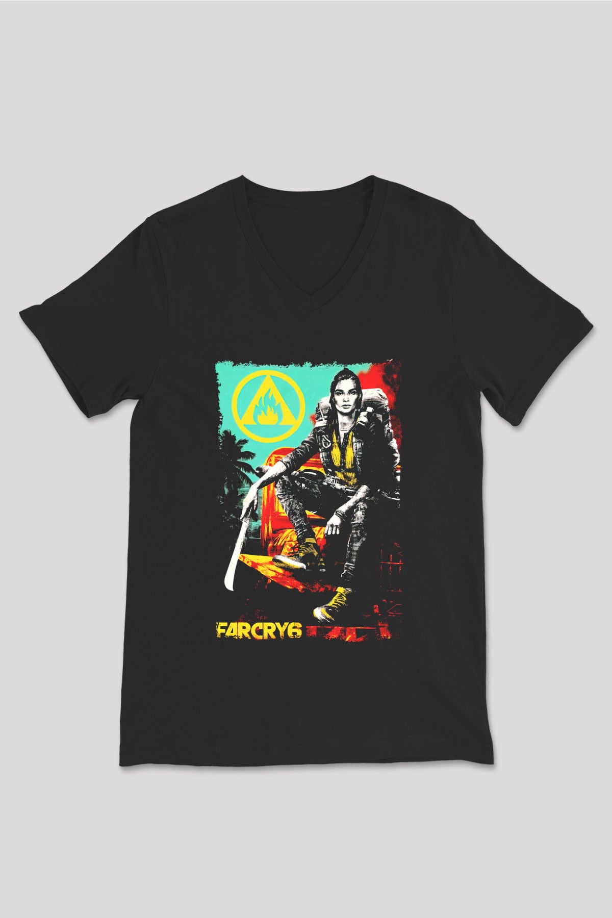Far Cry Siyah Unisex V Yaka Tişört