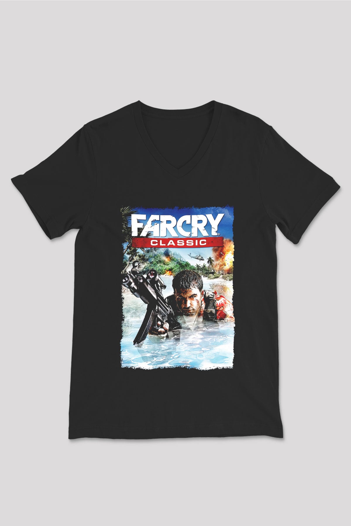 Far Cry Siyah Unisex V Yaka Tişört