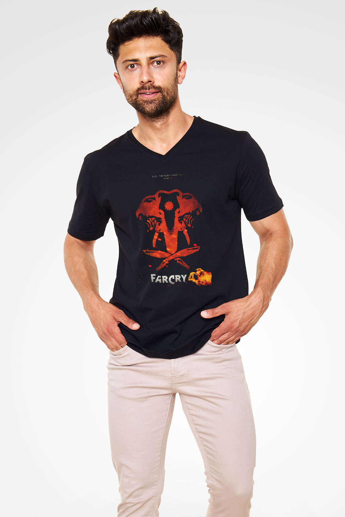 Far Cry Siyah Unisex V Yaka Tişört