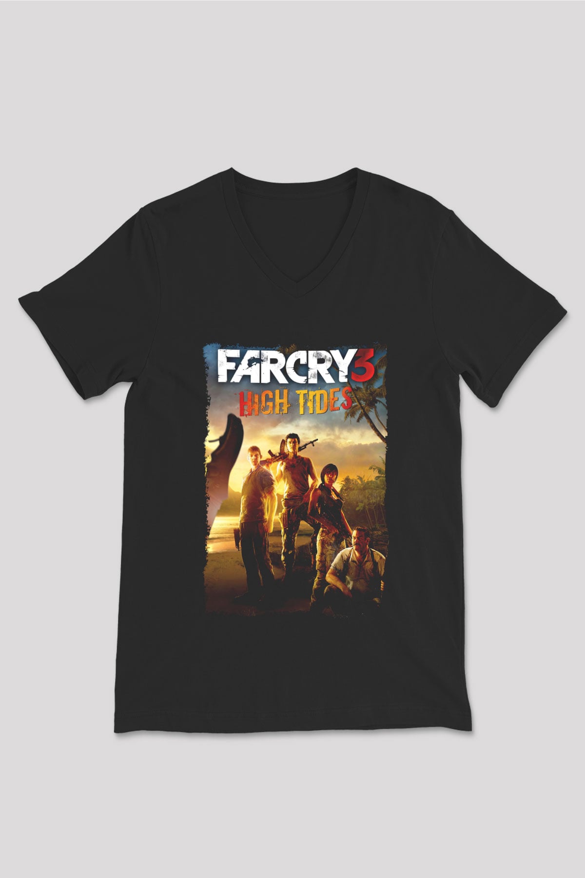 Far Cry Siyah Unisex V Yaka Tişört