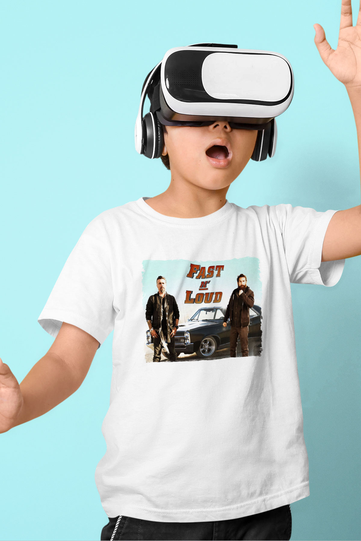 Fast N' Loud Beyaz Unisex Çocuk Tişört