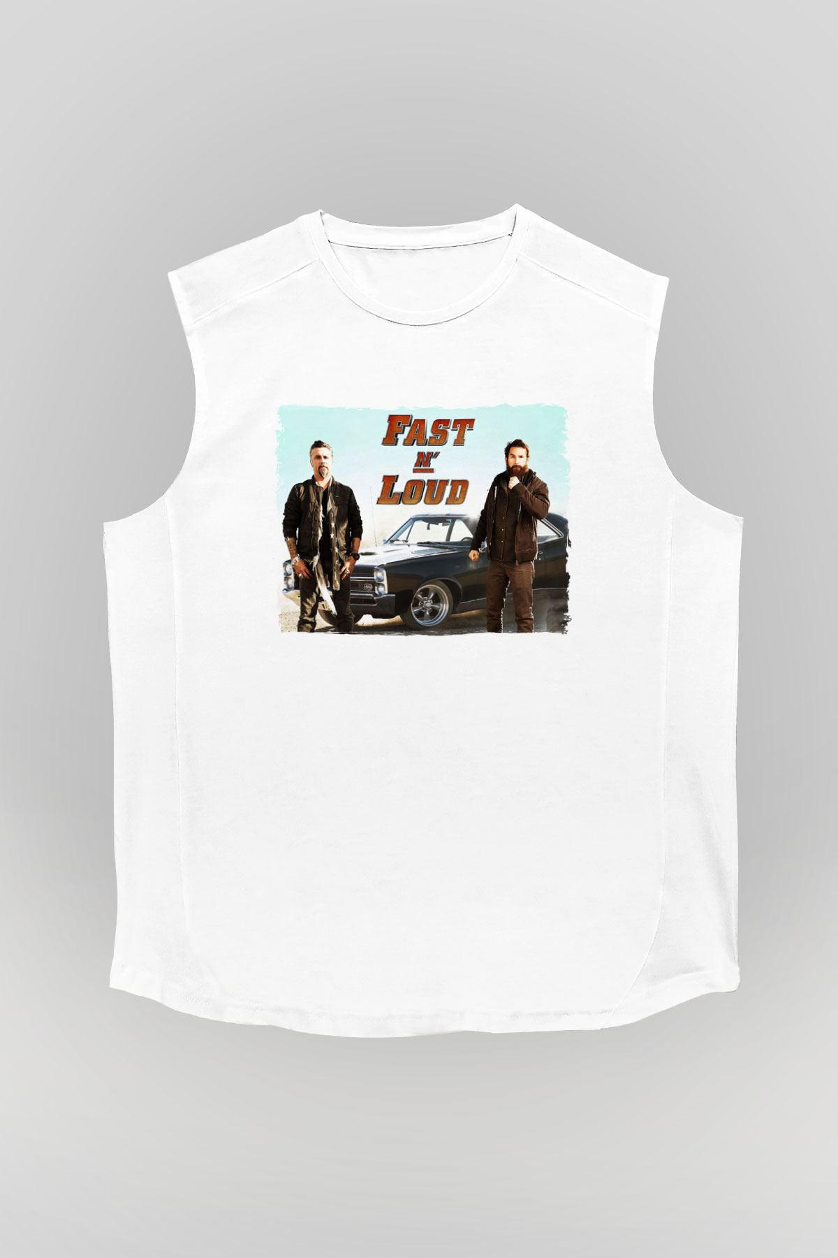 Fast N' Loud Beyaz Unisex Kolsuz Tişört