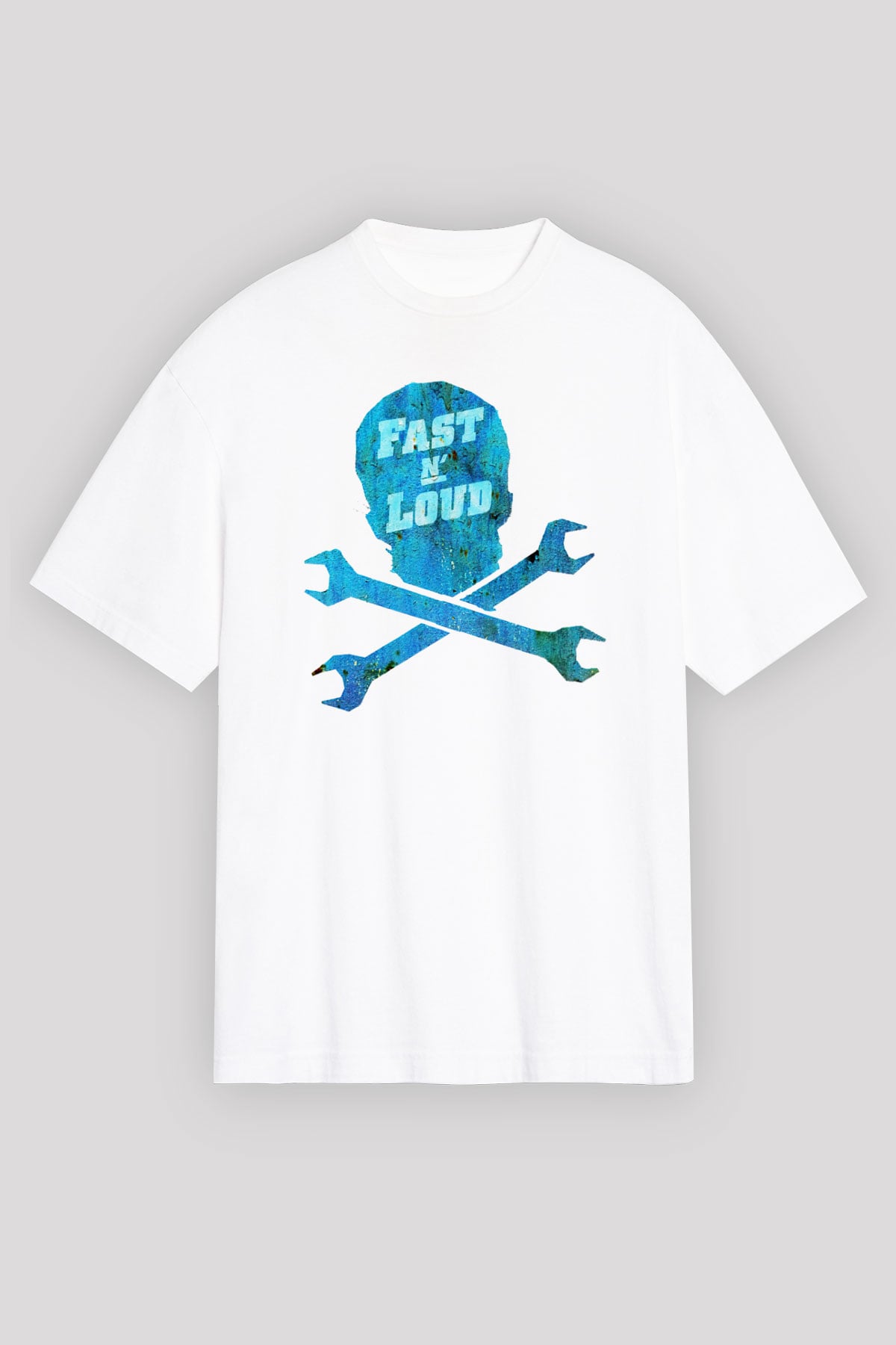 Fast N' Loud Beyaz Unisex Oversize Tişört T-Shirt