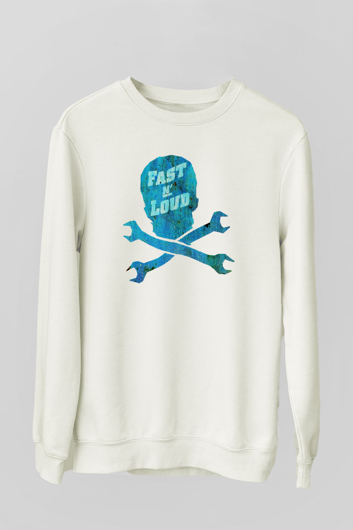 Fast N' Loud Beyaz Unisex Sweatshirt