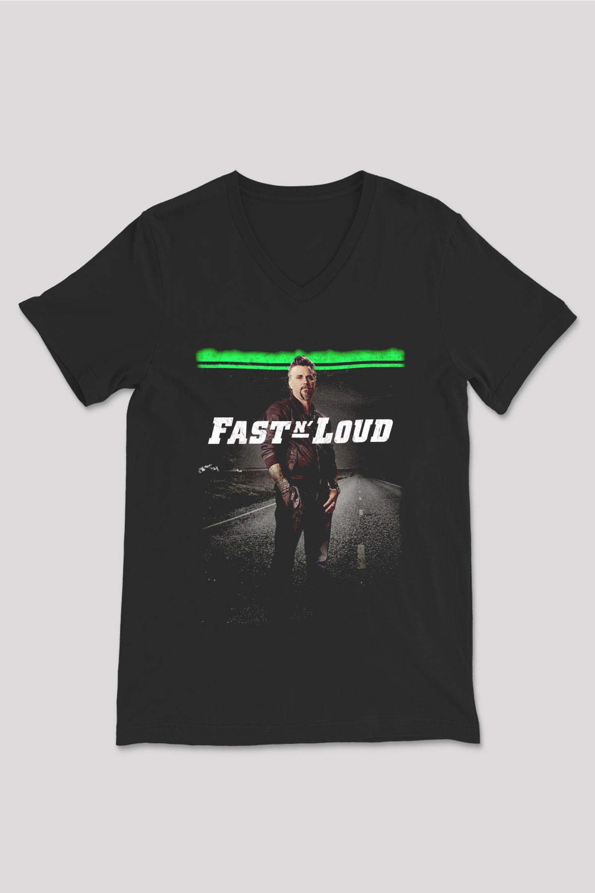 Fast N' Loud Siyah Unisex V Yaka Tişört