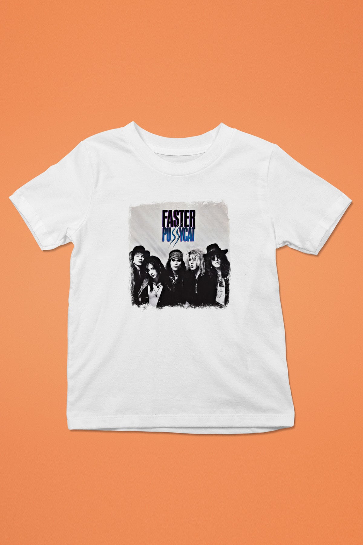 Faster Pussycat Baskılı Unisex Beyaz Çocuk Tişört