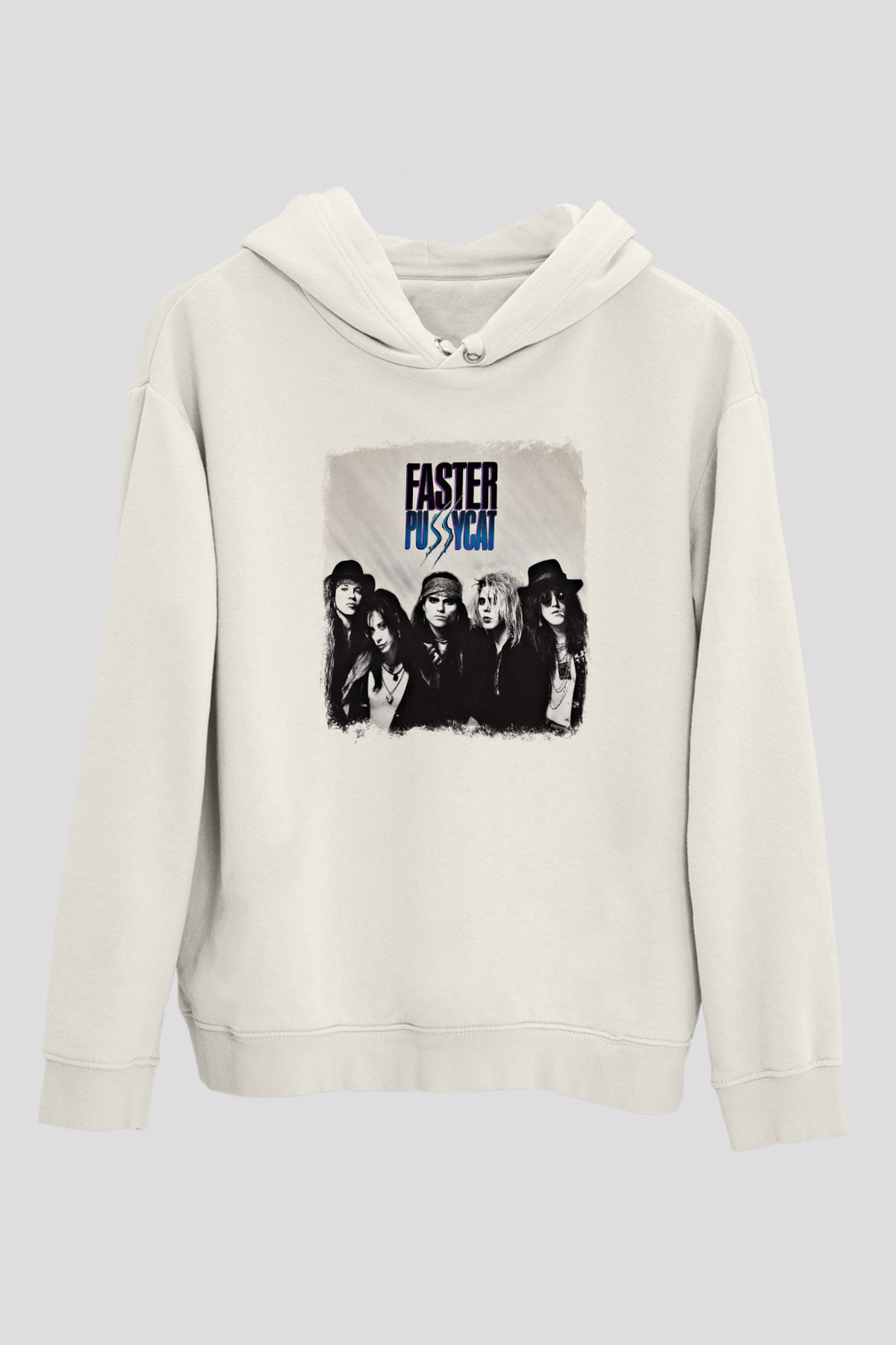 Faster Pussycat Baskılı Unisex Beyaz Hoodie