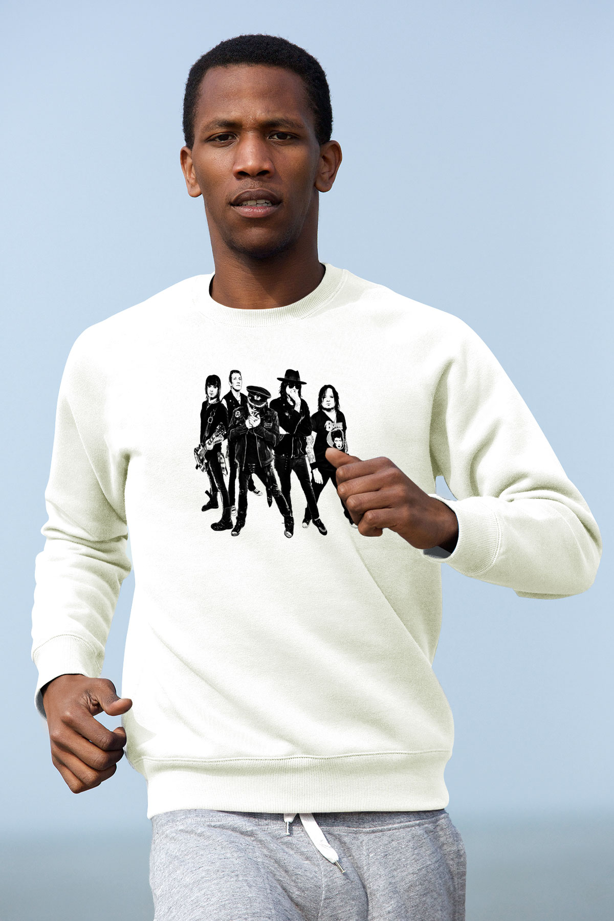 Faster Pussycat Baskılı Unisex Beyaz Sweatshirt