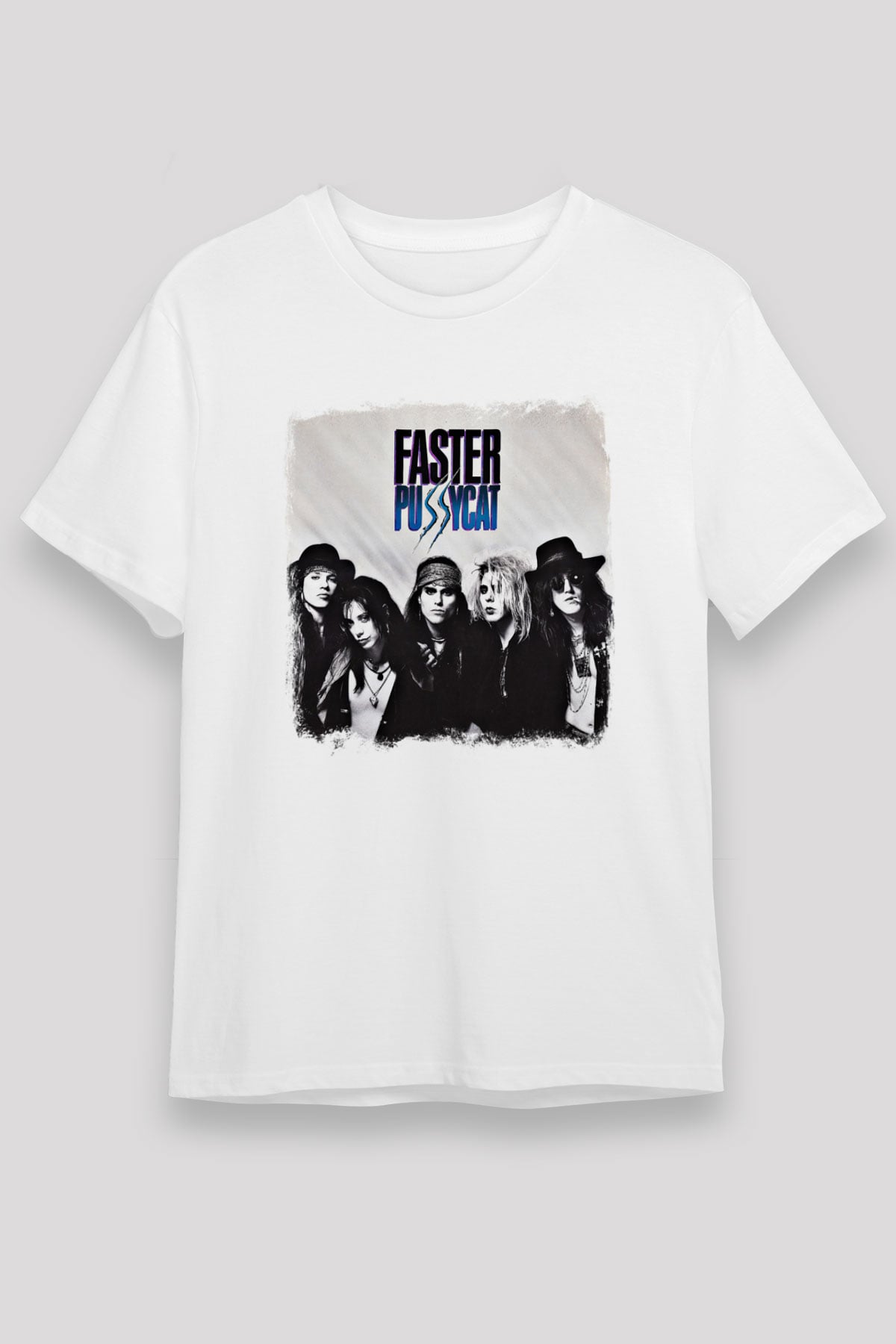 Faster Pussycat Baskılı Unisex Beyaz Tişört