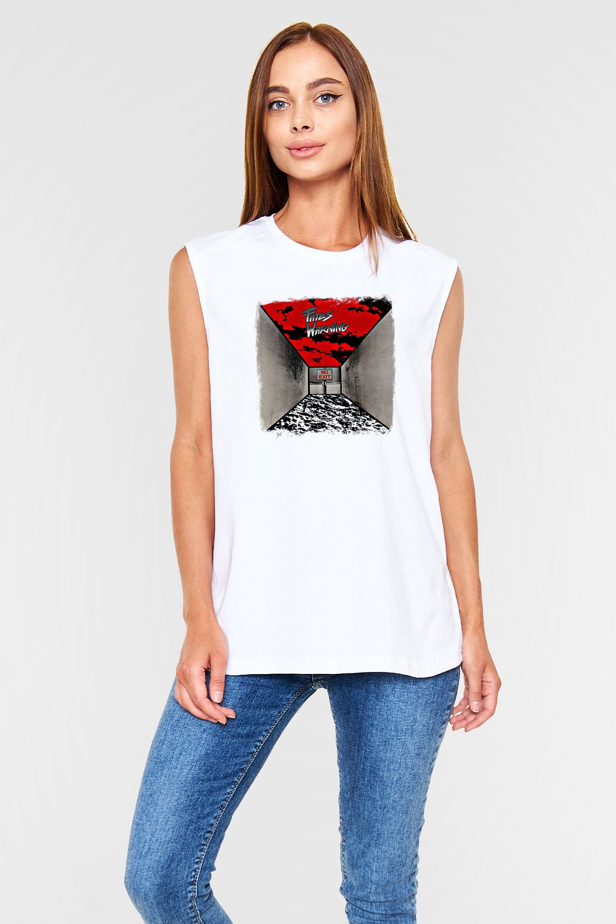 Fates Warning Baskılı Unisex Beyaz Kolsuz Tişört