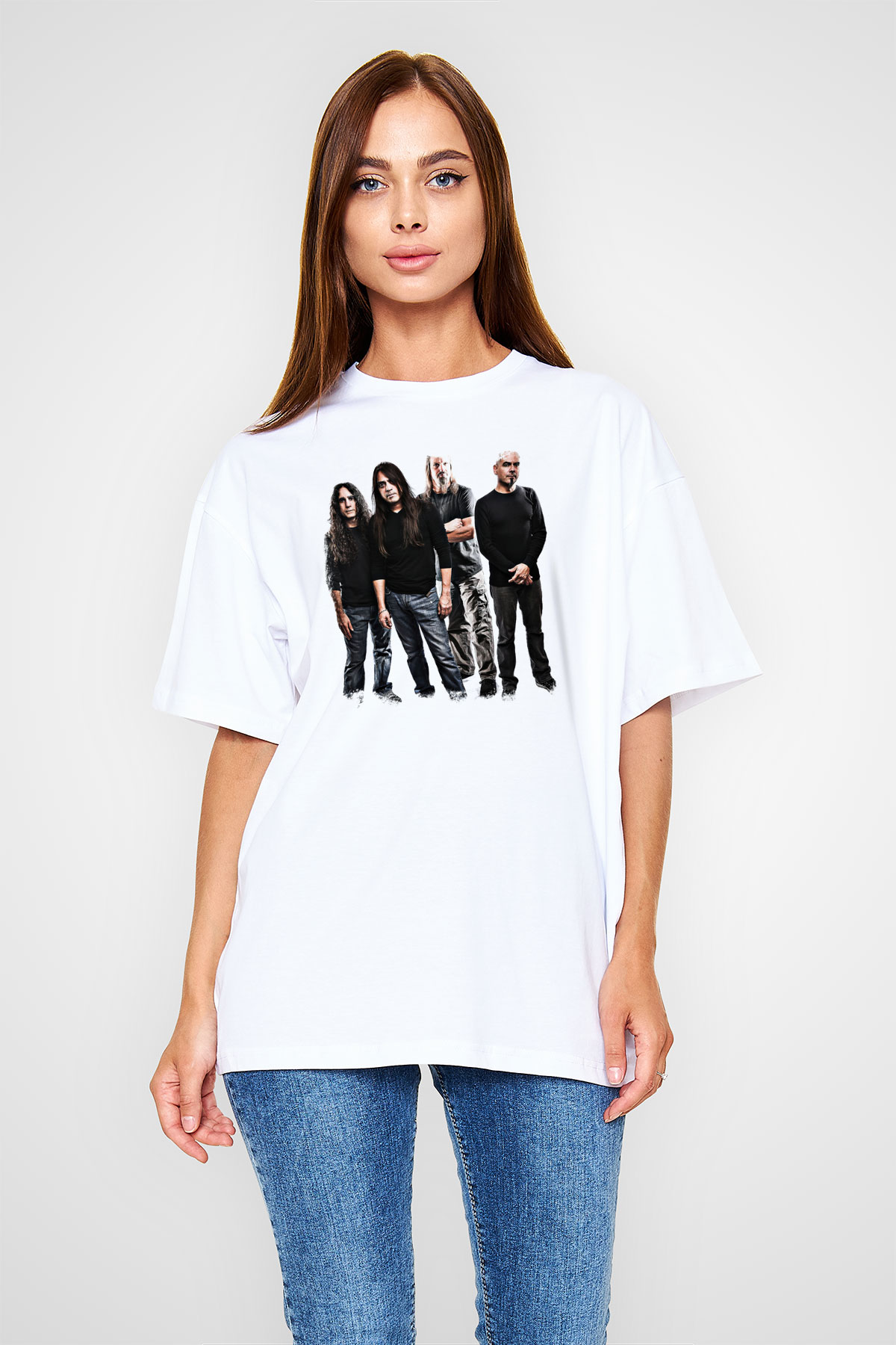 Fates Warning Baskılı Unisex Beyaz Oversize Tişört