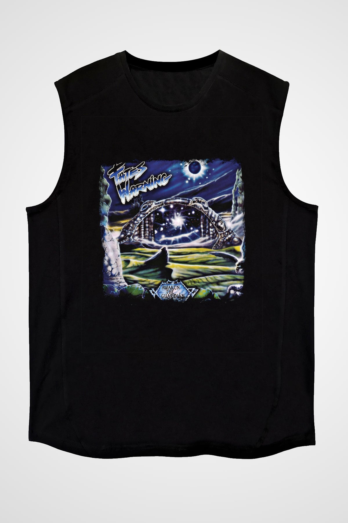 Fates Warning Baskılı Unisex Siyah Kolsuz Tişört