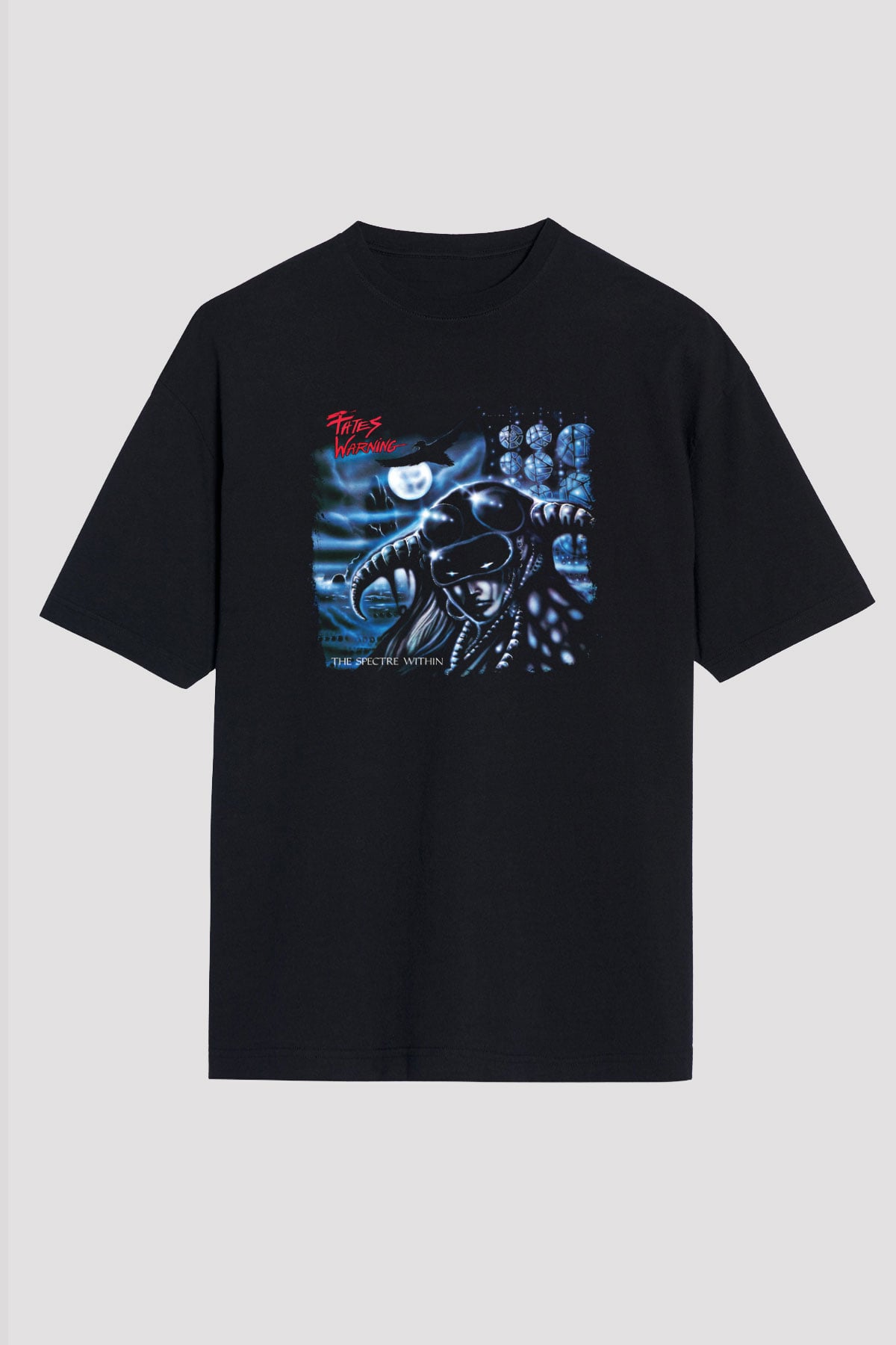 Fates Warning Baskılı Unisex Siyah Oversize Tişört