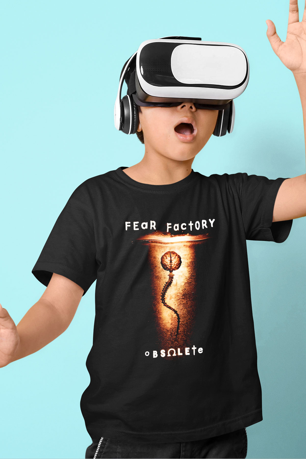 Fear Factory Baskılı Siyah Unisex Çocuk Tişört