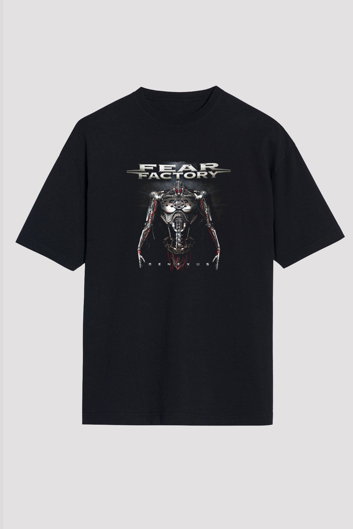 Fear Factory Baskılı Unisex Siyah Oversize Tişört
