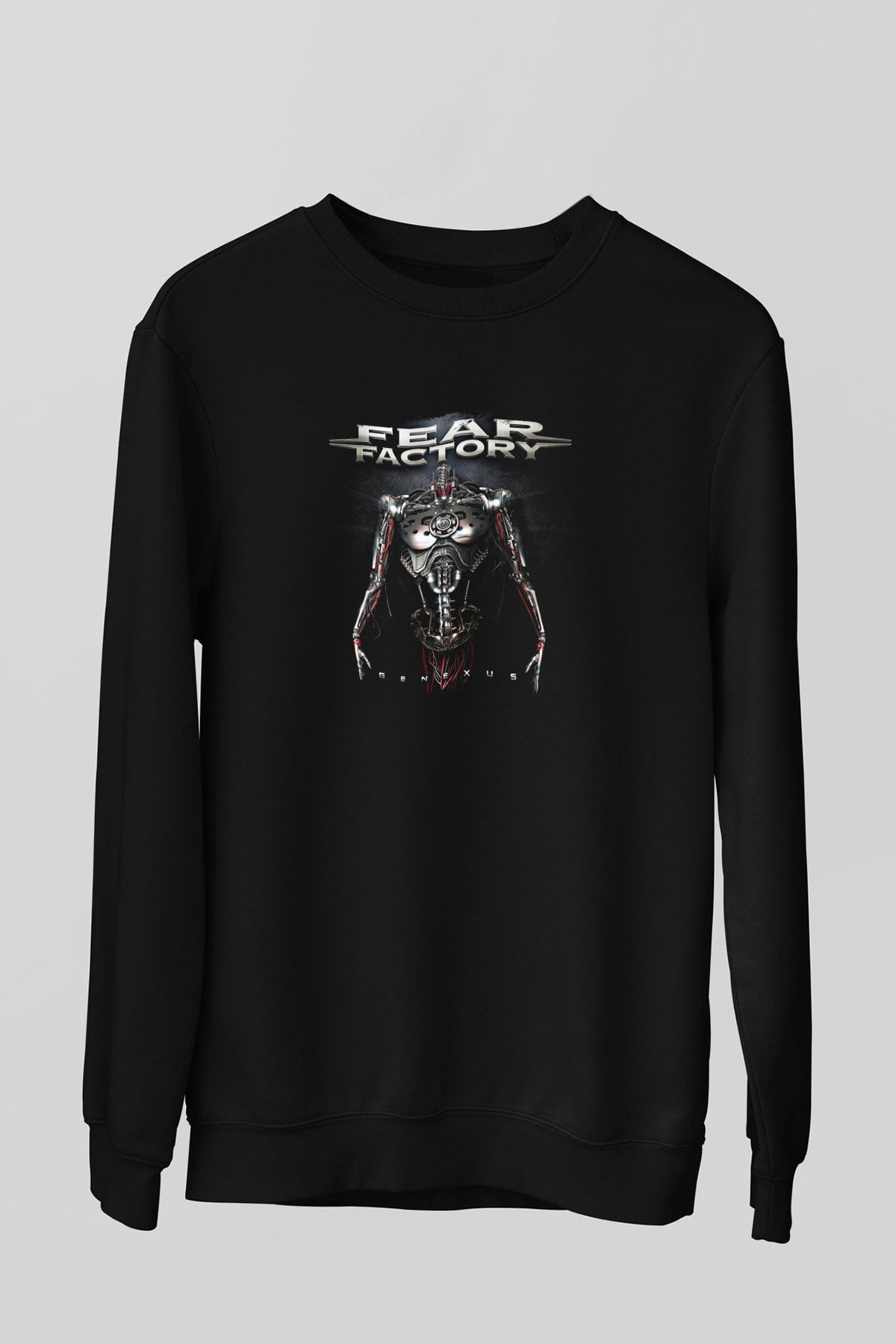Fear Factory Baskılı Unisex Siyah Sweatshirt