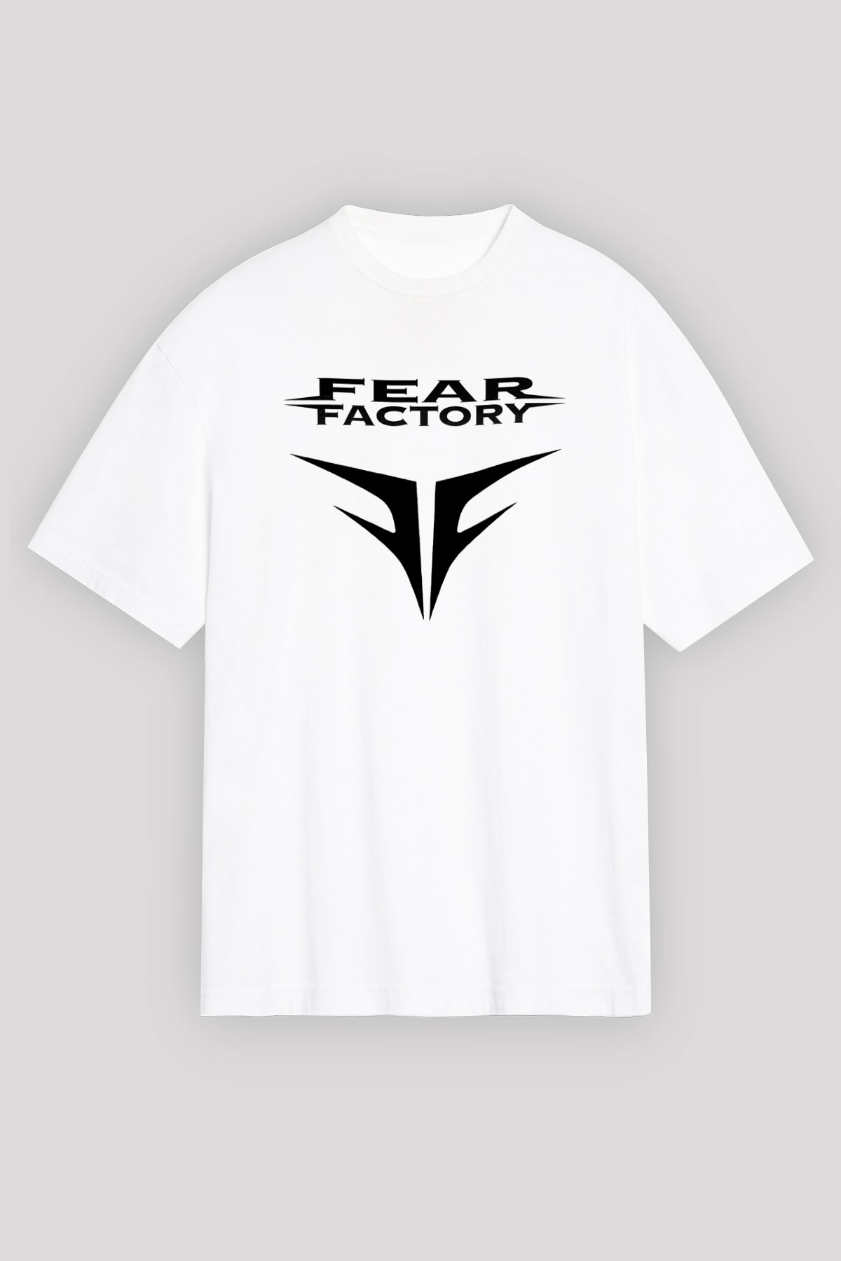 Fear Factory Beyaz Unisex Oversize Tişört T-Shirt