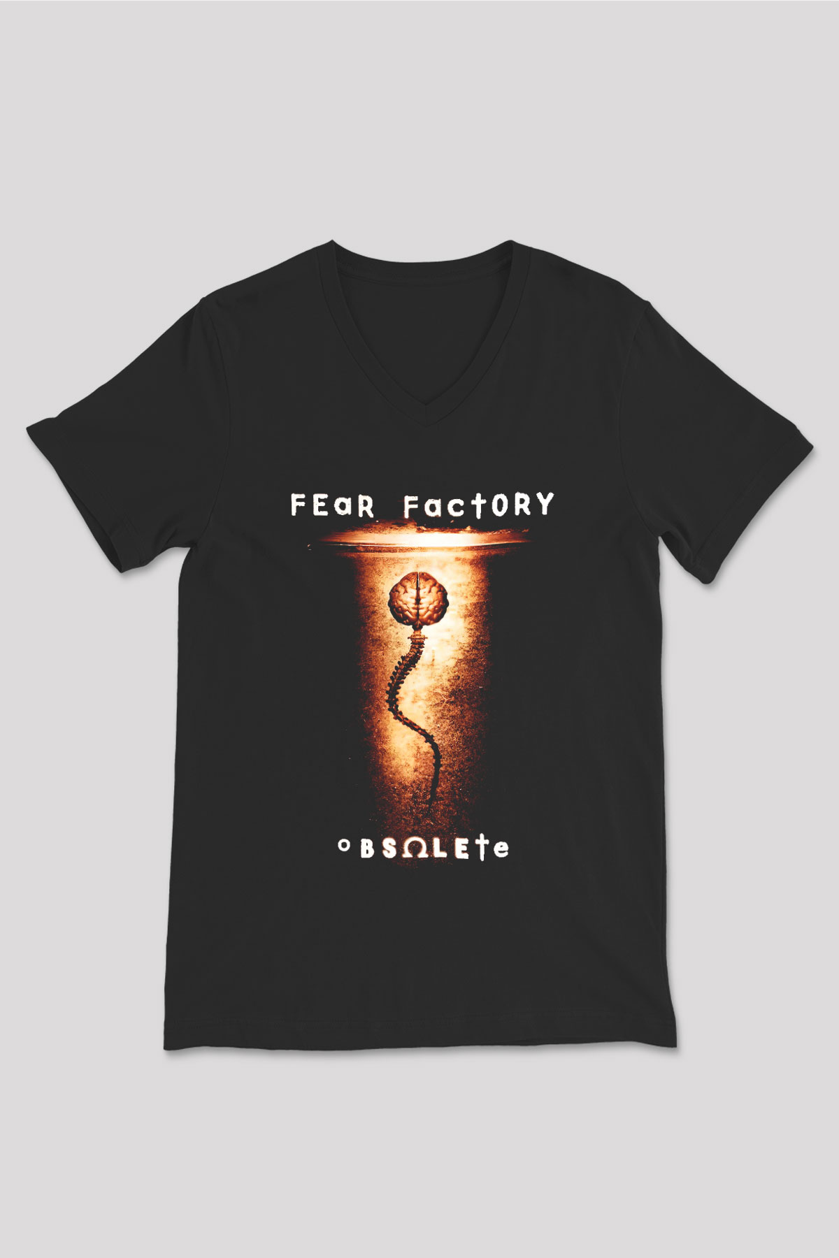 Fear Factory Siyah Unisex V Yaka Tişört T-Shirt