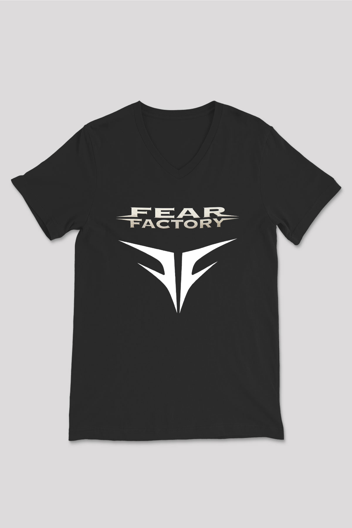 Fear Factory Siyah Unisex V Yaka Tişört T-Shirt