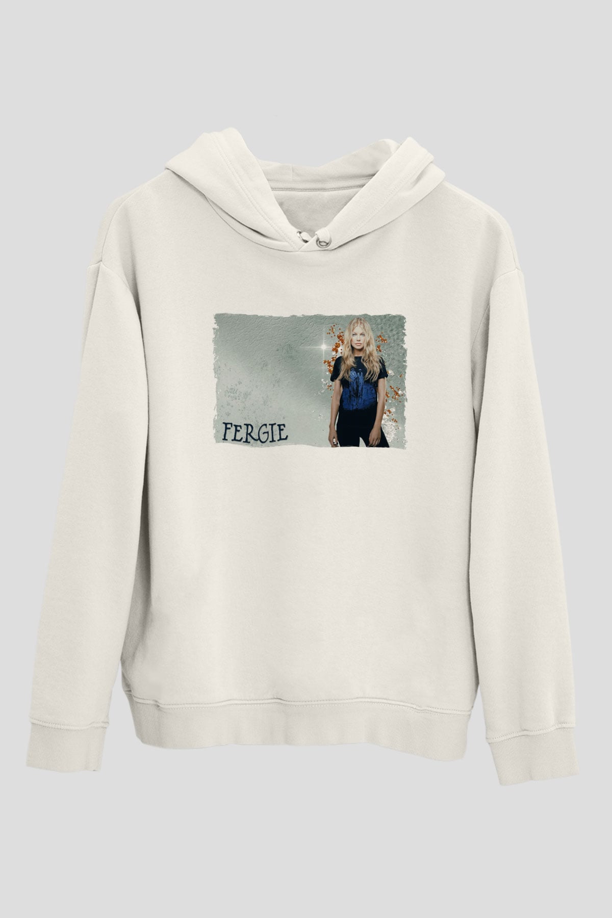 Fergie Beyaz Unisex Kapüşonlu Sweatshirt
