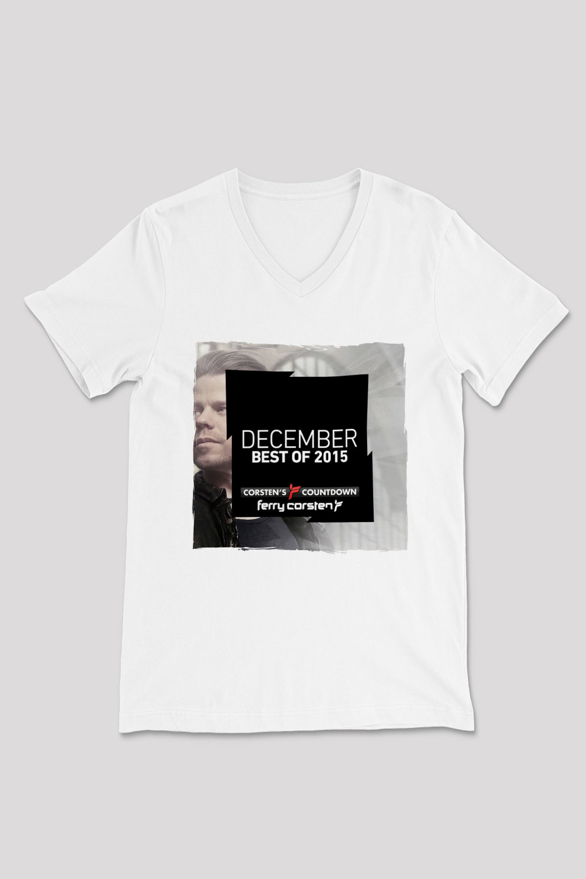 Ferry Corsten Beyaz Unisex V Yaka Tişört