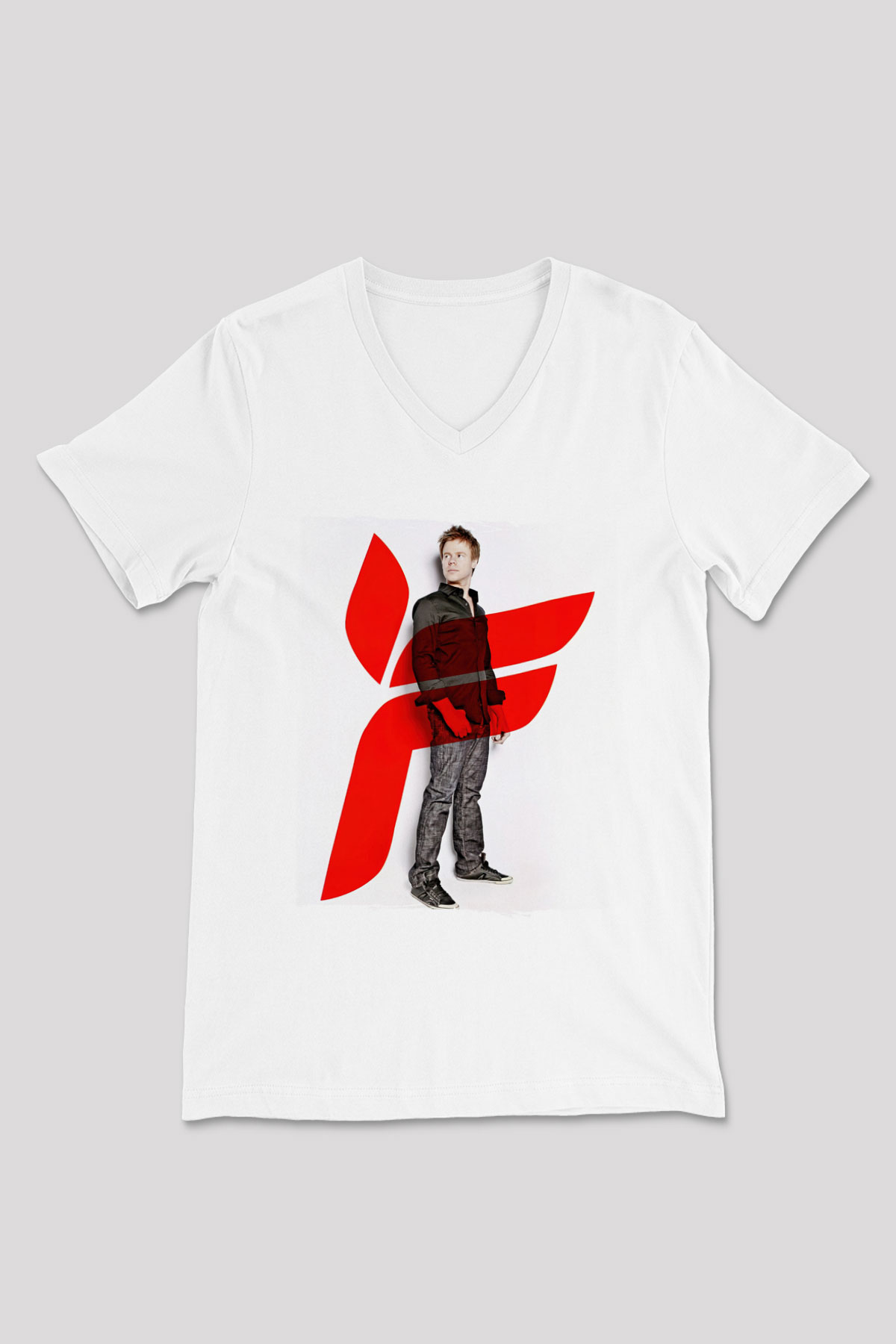 Ferry Corsten Beyaz Unisex V Yaka Tişört