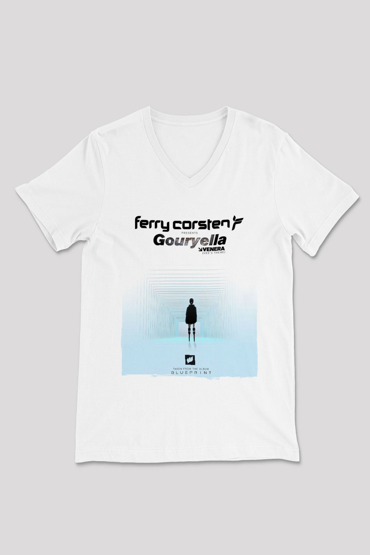 Ferry Corsten Beyaz Unisex V Yaka Tişört