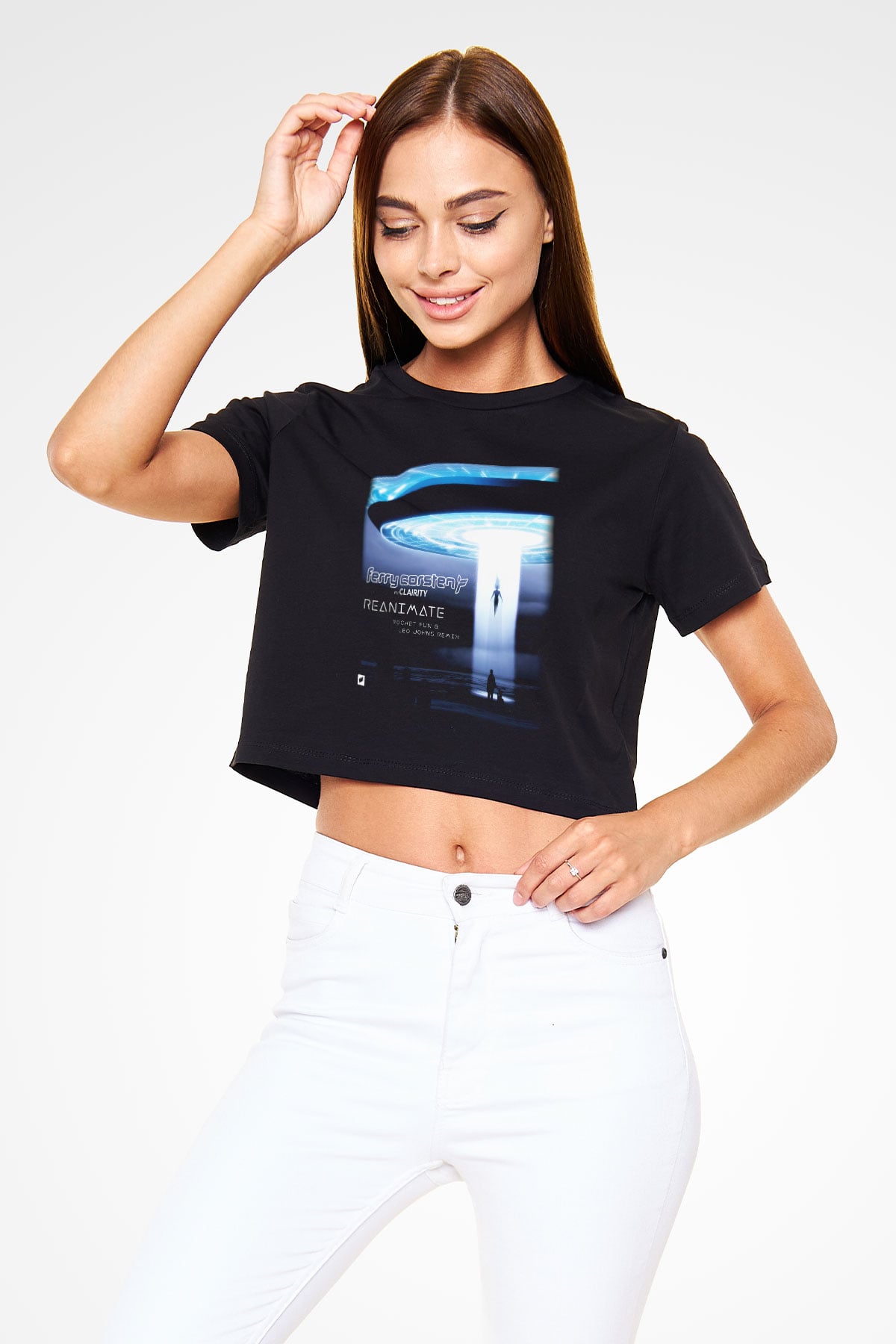 Ferry Corsten Siyah Crop Top Tişört