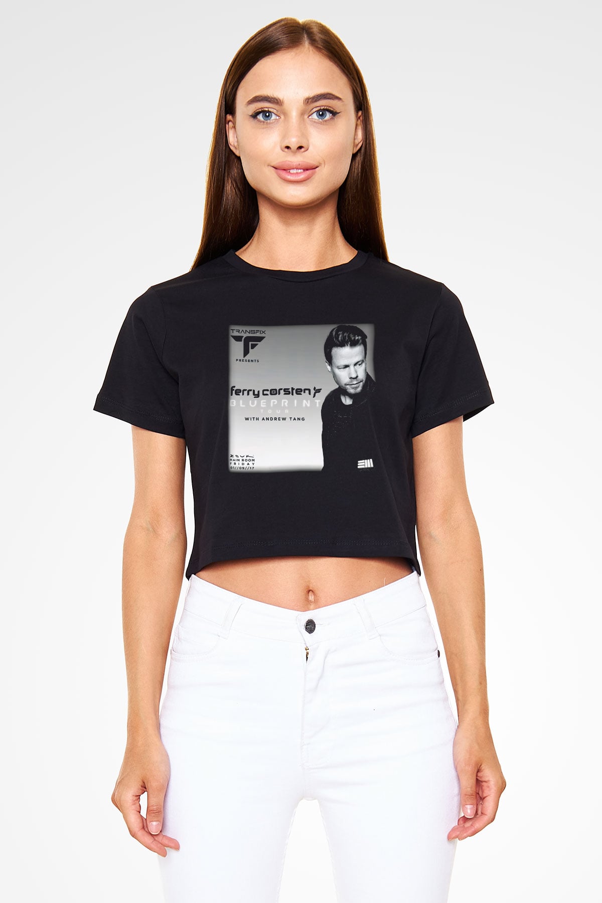 Ferry Corsten Siyah Crop Top Tişört