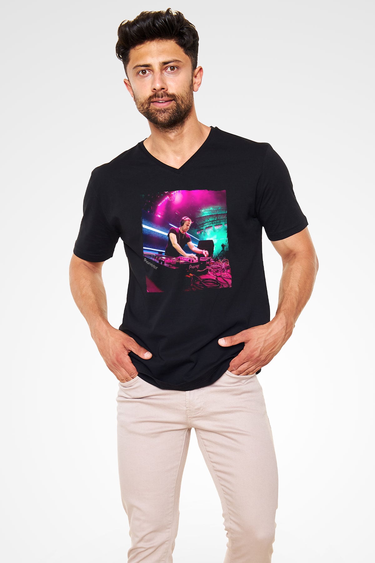 Ferry Corsten Siyah Unisex V Yaka Tişört