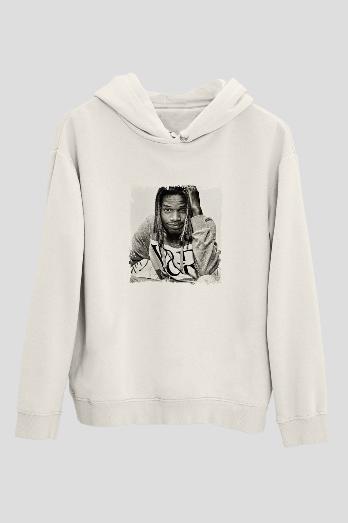 Fetty Wap Baskılı Unisex Beyaz Kapüşonlu Sweatshirt