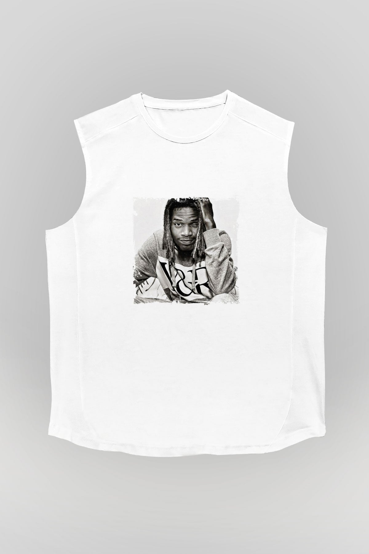 Fetty Wap Baskılı Unisex Beyaz Kolsuz Tişört