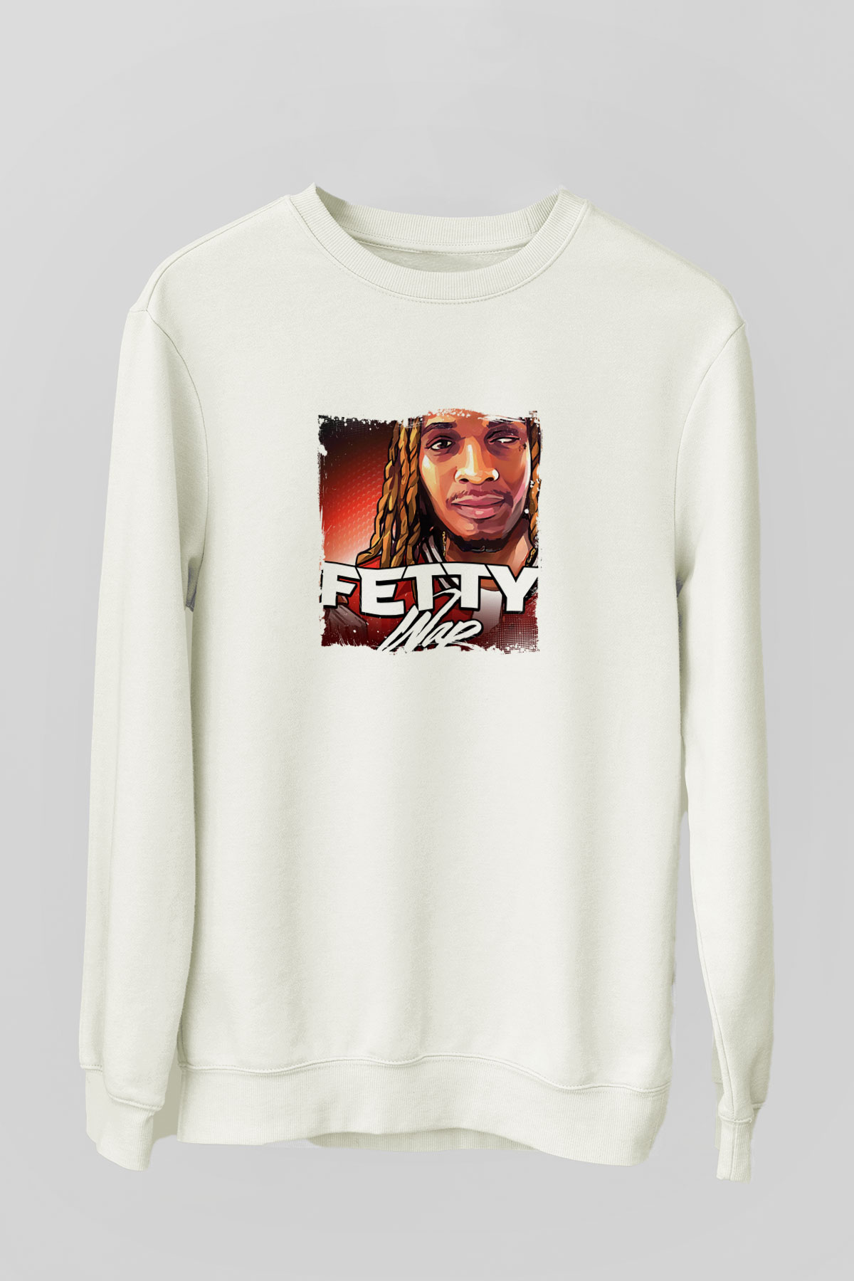 Fetty Wap Baskılı Unisex Beyaz Sweatshirt