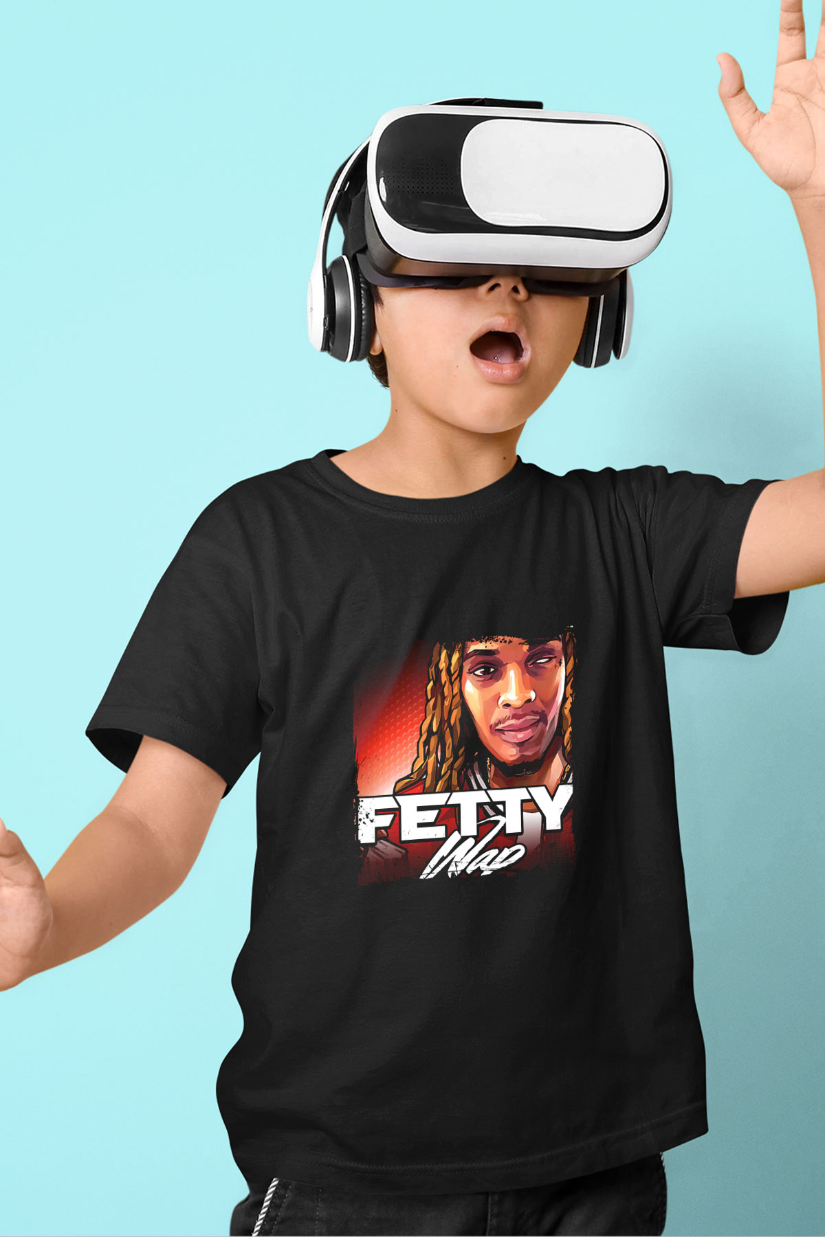 Fetty Wap Baskılı Unisex Siyah Çocuk Tişört